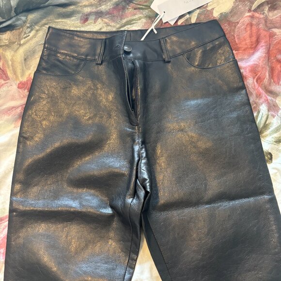 Black Faux Leather Flare Pants – Cigarette Cut - Picture 2 of 2